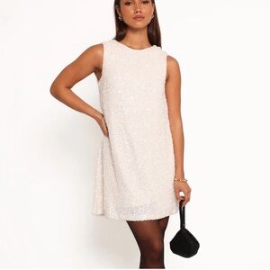 Petal & Pup Ivory Sequin Mini Shift Dress